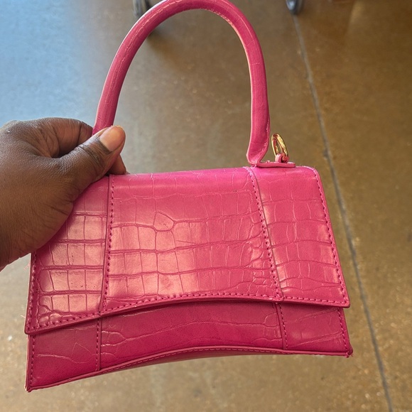 Pink Croc-Embossed Handbag - Picture 1 of 1